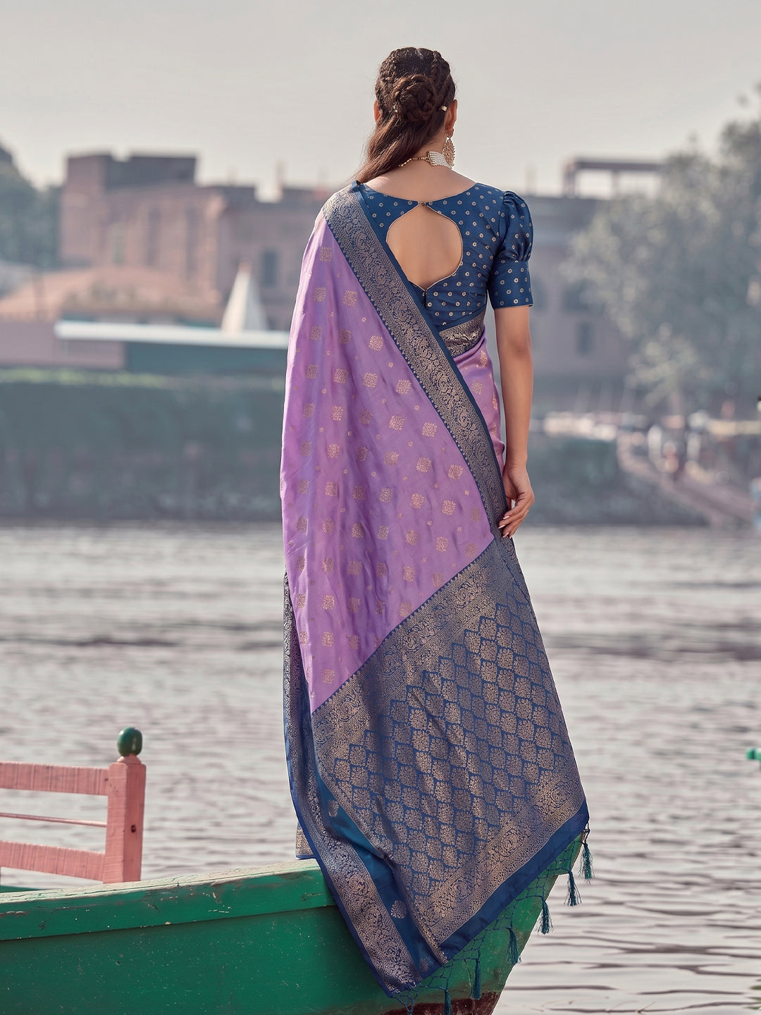 Sutriti Elegant Purple Banarasi Silk Saree for Women Festive Wedding Party Wear