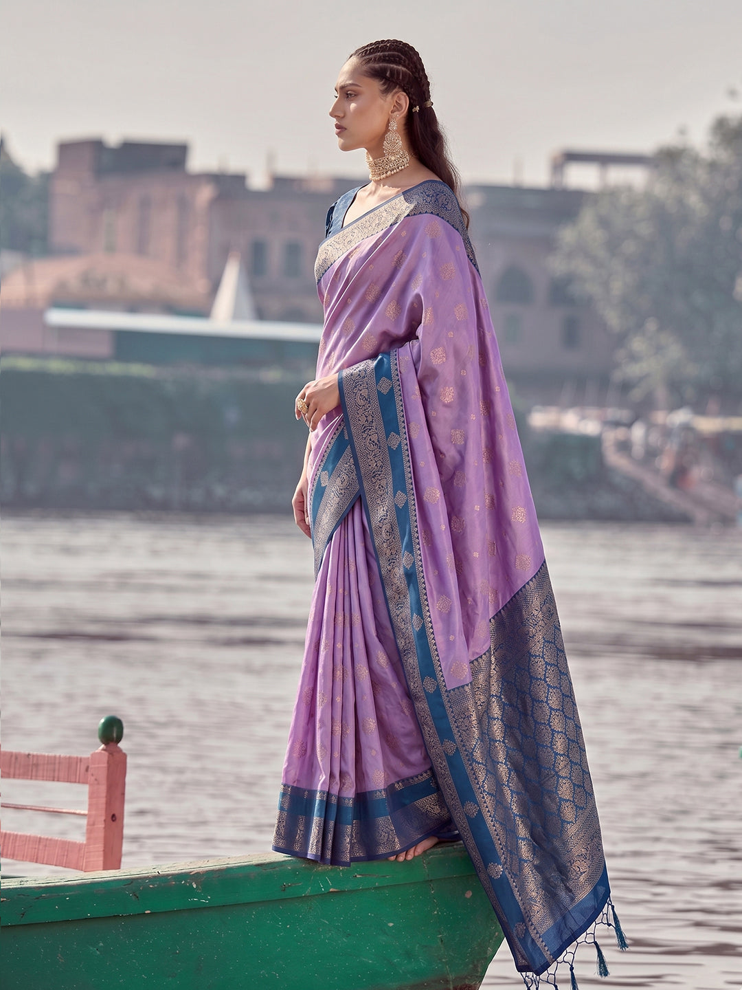 Sutriti Elegant Purple Banarasi Silk Saree for Women Festive Wedding Party Wear